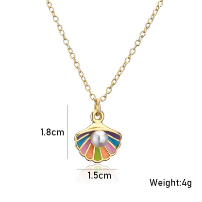 Colorful Shell Shape Pearl Chain Necklace