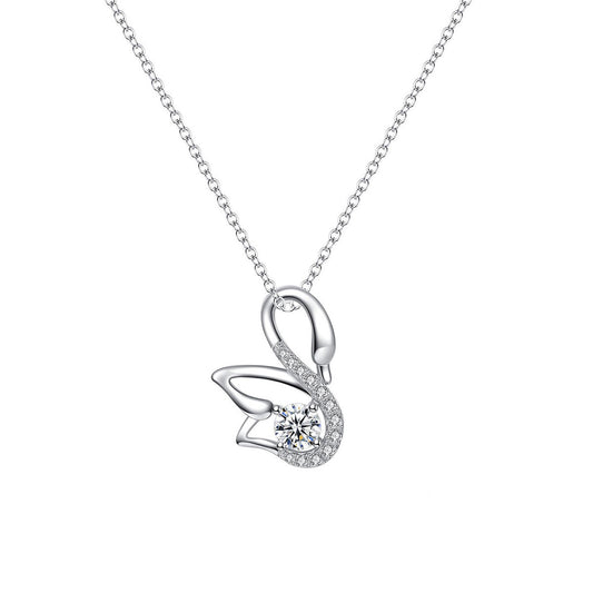 White Gold Swan Shape Full Stones Pendants Chains