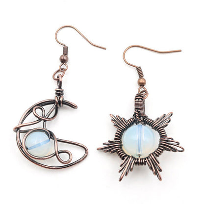 Vintage Hollow Moon & Star Dangle Earrings