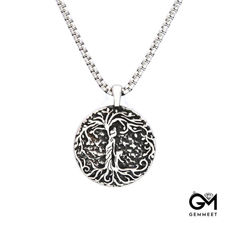 Goddess Lucky Tree Pendant Stainless Steel Necklace