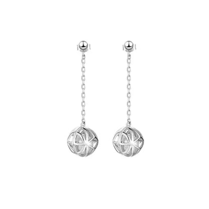 White Gold Removable Organic Pearl Chain Drop Earrings