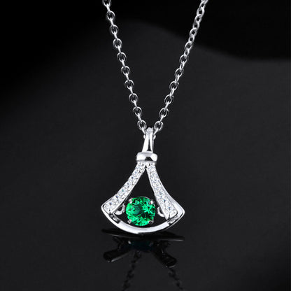 White Gold Skirt Shape Beating Emerald Chain