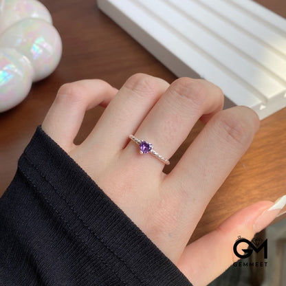 S925 Sterling Silver Purple Love Ring