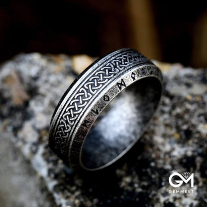 Vintage Viking Lettering Celtic Titanium Steel Ring