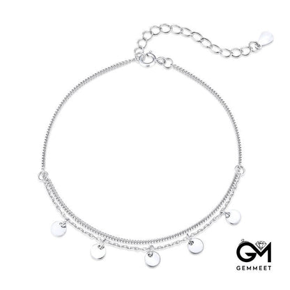 S925 Sterling Silver Round Irregular Double Bracelet