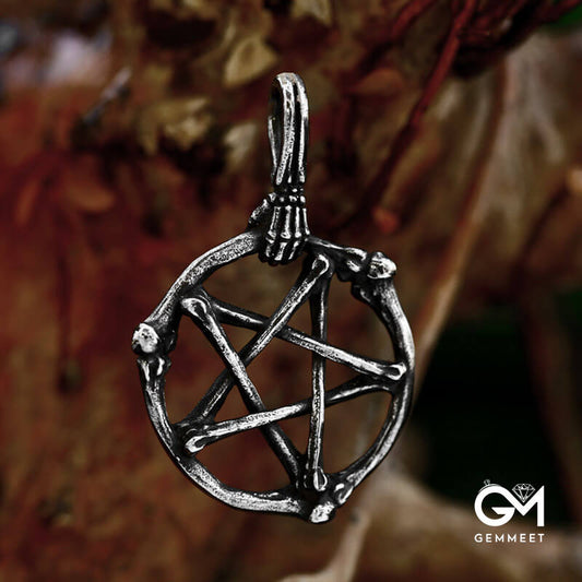 Five-pointed Stainless Steel Skeleton Bone Pendant