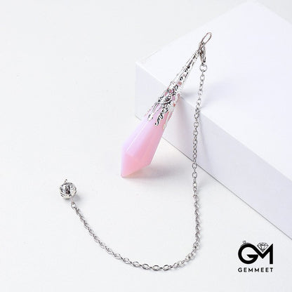 Pink Opal Hexagon Polyhedron Pendant