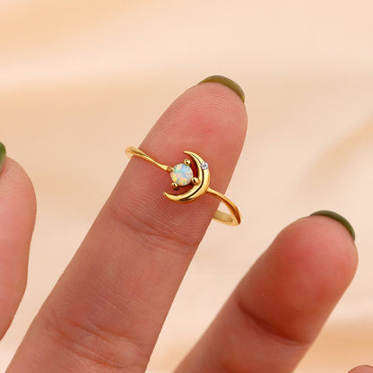 Golden Moon & Star Creative Opal Ring