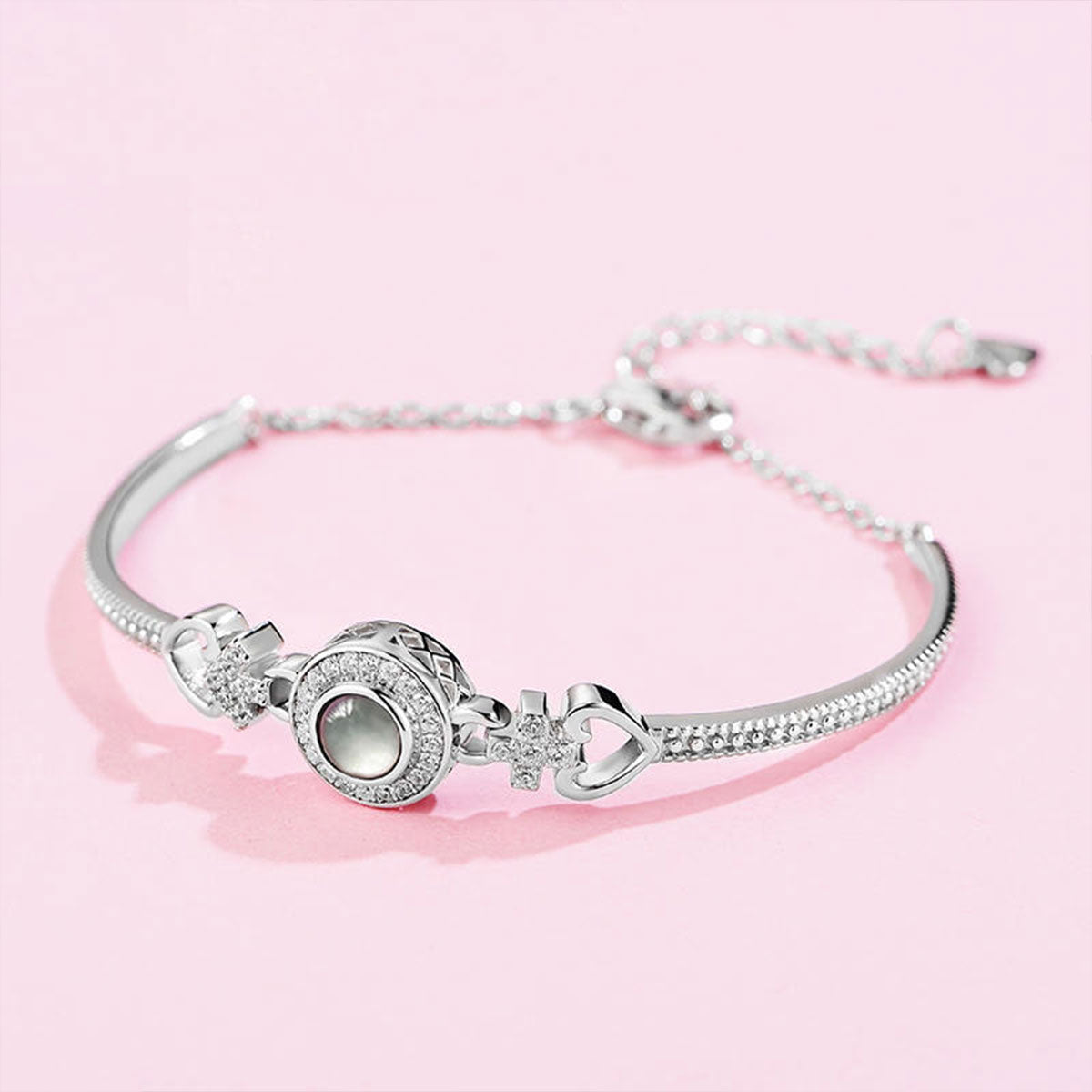 White Gold Courtship Romance Heart Shape Adjustable Bracelet