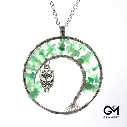 Crystal Tree of Life Owl Necklace