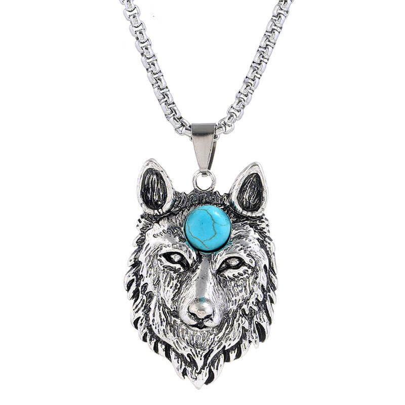 Domineering Simple Alloy Wolf Head Men's Skull Necklace