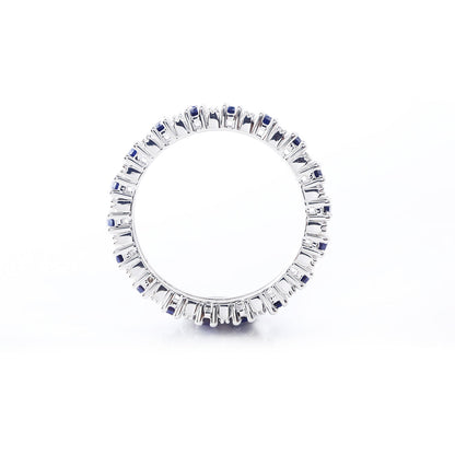 White Gold Stackable Blue Sapphire Prong Setting Eternity Ring