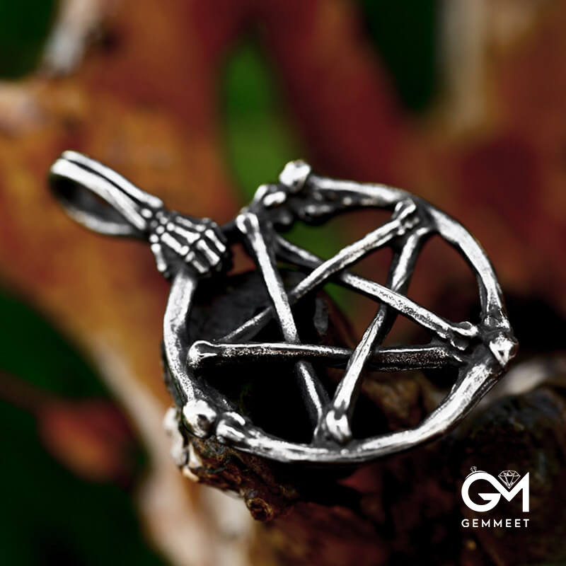 Five-pointed Stainless Steel Skeleton Bone Pendant