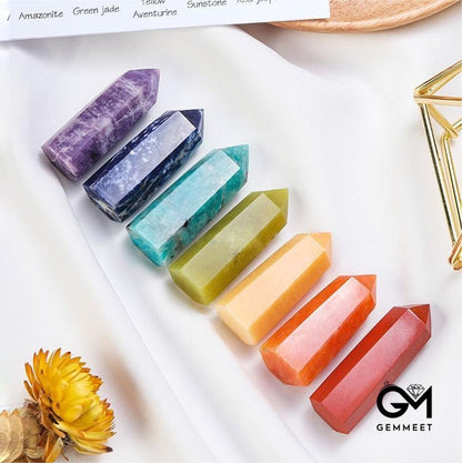 Chakra Raw Stone Decoration Set Crystal Wands