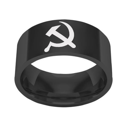 Hammer and Sickle Pattern Titanium Steel Ring