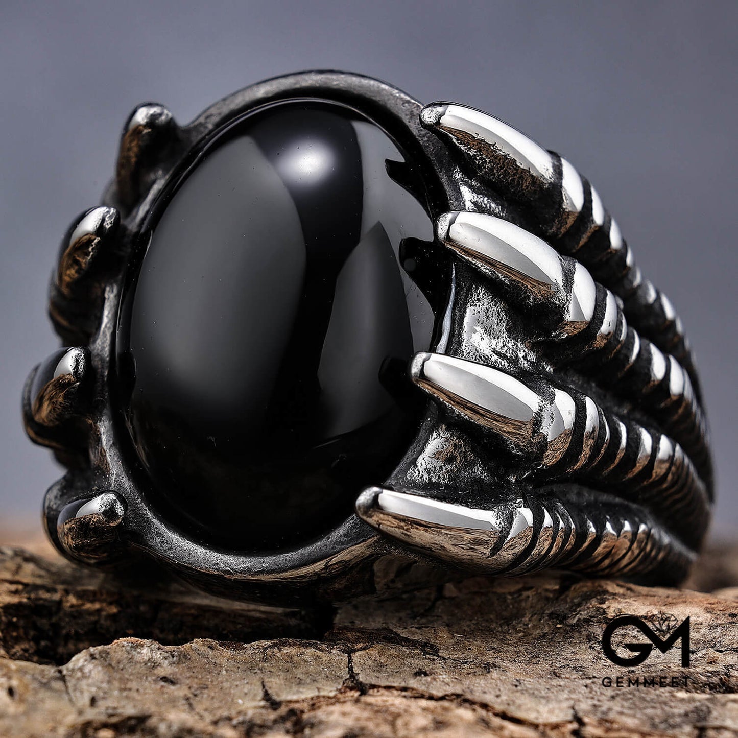 Red and Black Stainless Steel Claw Ring