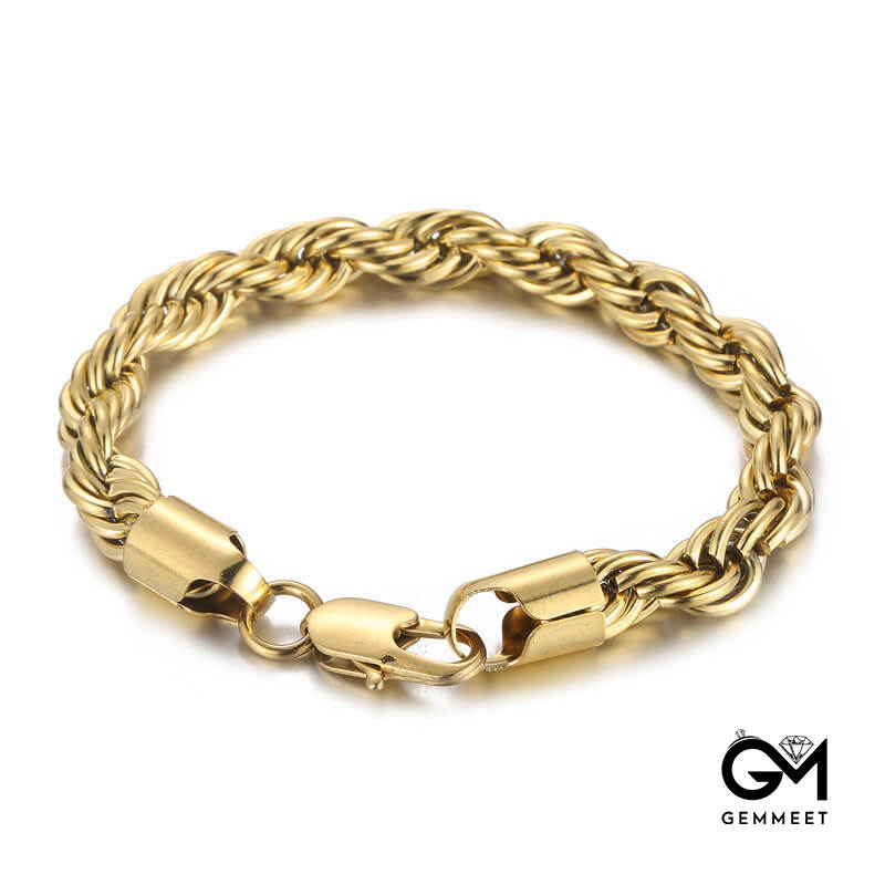 Titanium Steel Gold Double Color Twist Bracelet