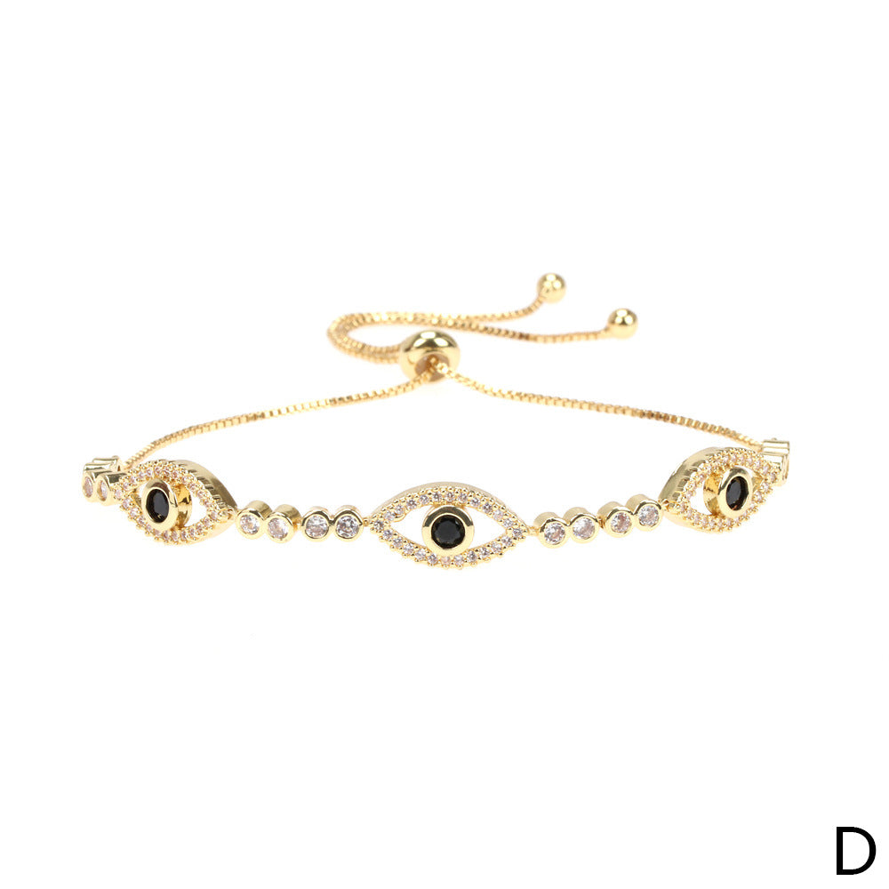 Golden Hollow Evil Eye Full Stones Bracelet