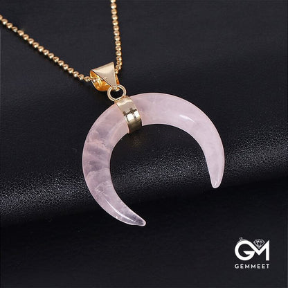 Stone Crescent Moon Necklace