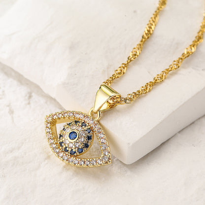 Hollow Evil Eye Full Stones Pendant Necklace