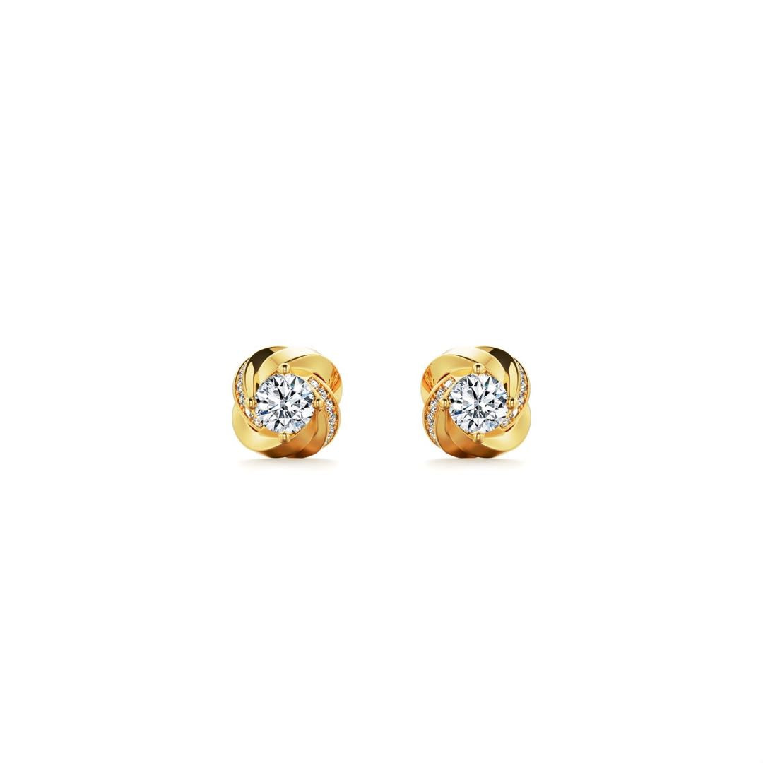 Gold Moissanite Rose Shape Stud Earrings