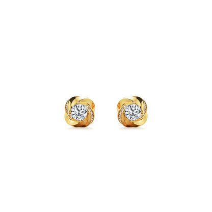 Gold Moissanite Rose Shape Stud Earrings