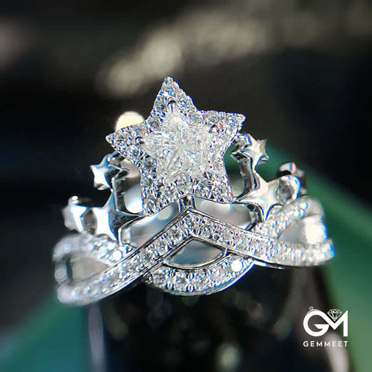 Star Shiny Crown Inlaid Zircon Ring