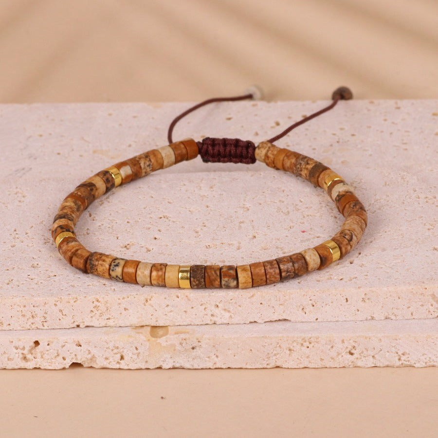 Picture Stone Bead Woven Bracelet