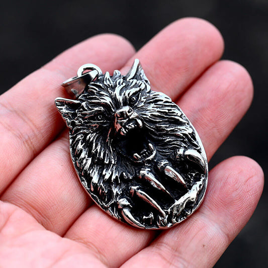 Vintage Bear Claw Titanium Steel Pendant