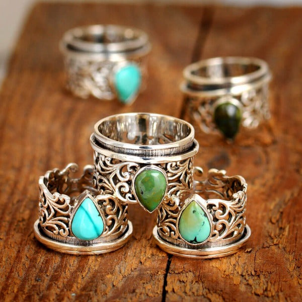 Preorder: Retro Boho Teardrop Turquoise Ring