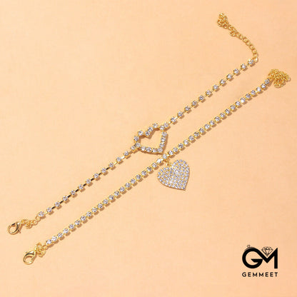 Retro Love Zircon Two-piece Anklet