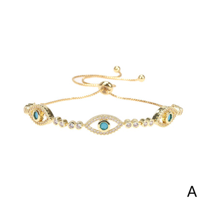 Golden Hollow Evil Eye Full Stones Bracelet