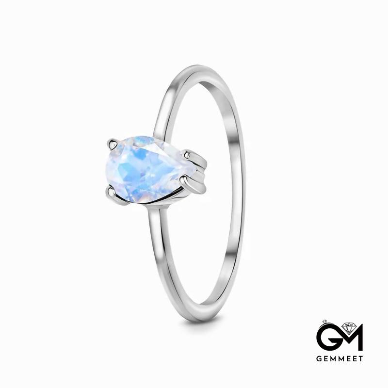 Simple Rose Gold Moonstone Zircon Ring