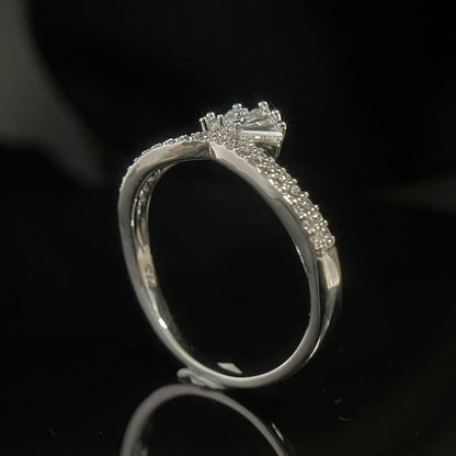 White Gold Crown Shape Full Stones Band Ring