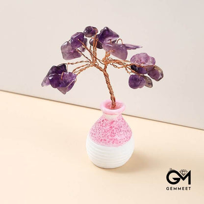 Crystal Gravel Vase Feng Shui Tree