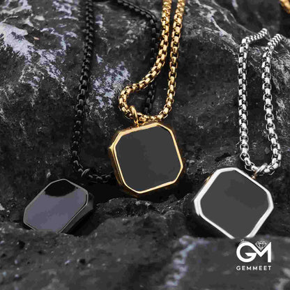 Black Square Pendant Necklace