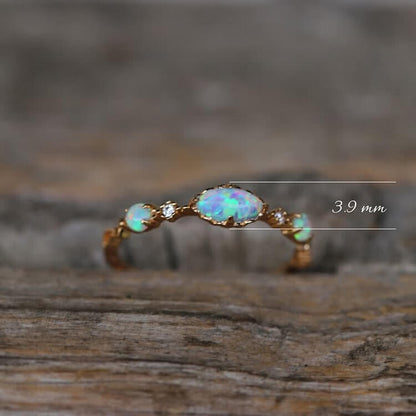 S925 "Love and Sincerity" - White Opal Reki Vintage Ring