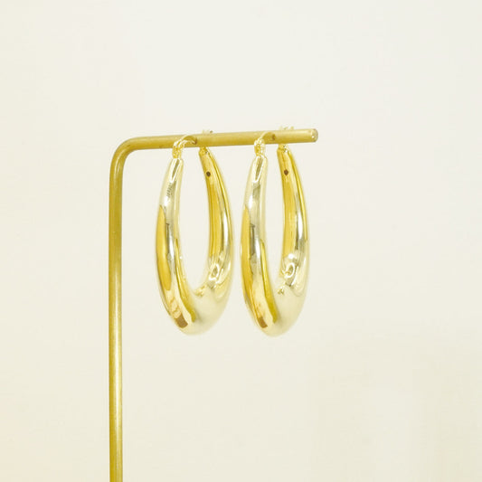 Oval Chunky Big Gold Hoop Earrings