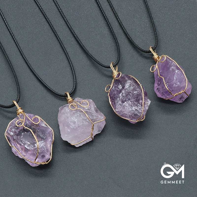 Silk Amethyst Irregular Stone Necklace