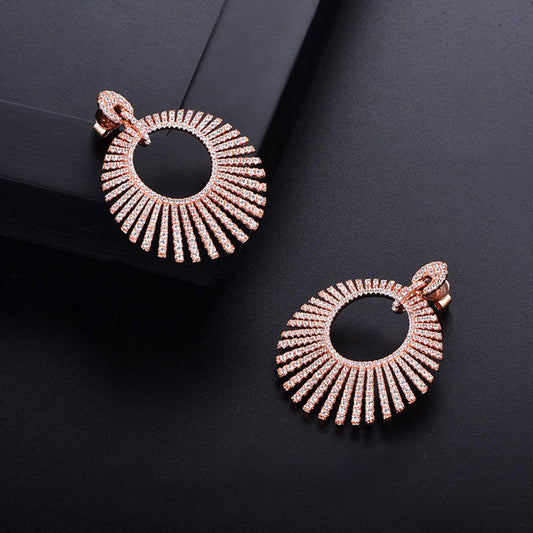 Rose Gold Seashell Shape Full Stones Drop Earrings