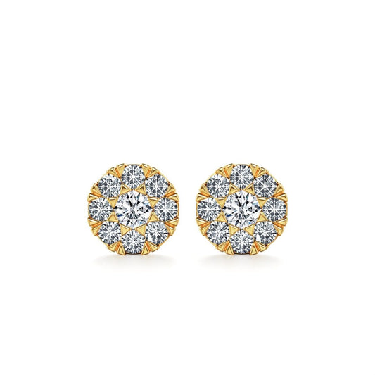 Gold Moissanite Full Stones Stud Earrings