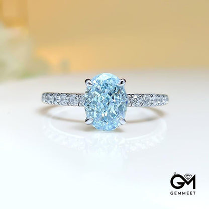 Simple White Zircon Aquamarine Ring