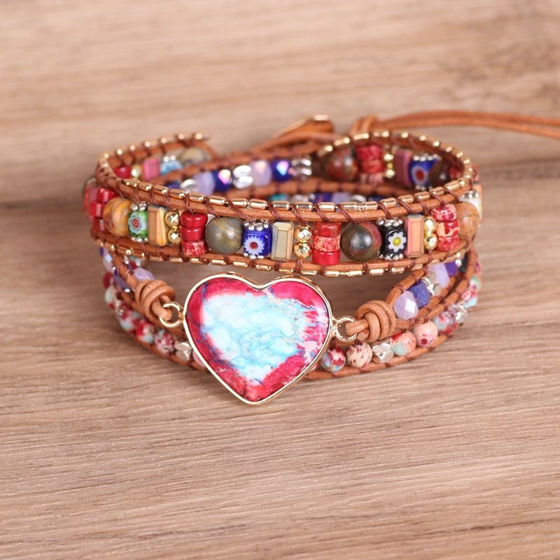 Woven Leather Love Emperor Stone Bracelet