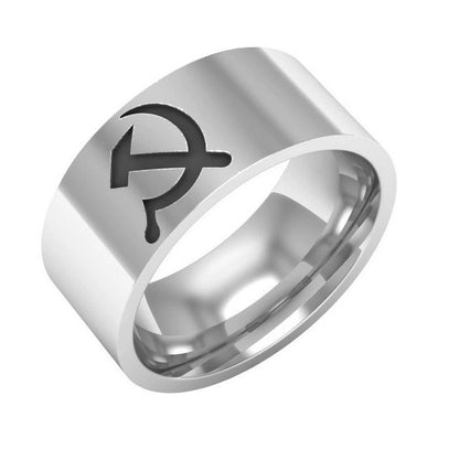 Hammer and Sickle Pattern Titanium Steel Ring