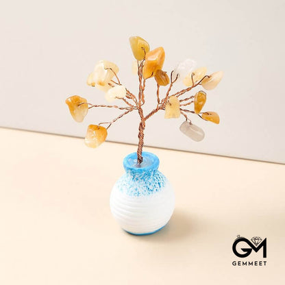 Crystal Gravel Vase Feng Shui Tree