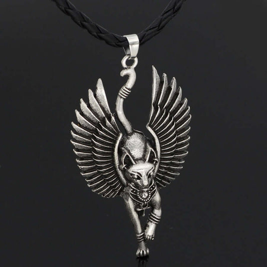 Egyptian Cat Bastet With Wings Necklace