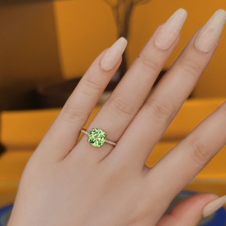 Green Zircon Square Ring