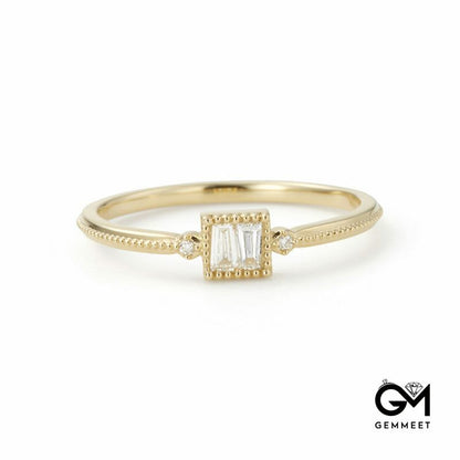 Simple Classic Square Zircon Ring