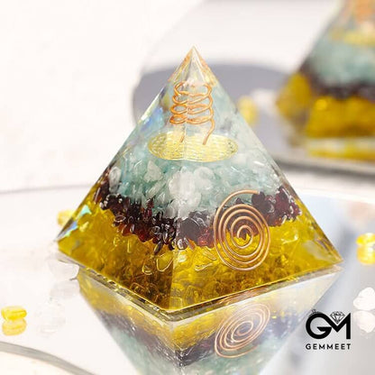 Clear Crystal Pillar Flower Of Life Orgone Pyramid