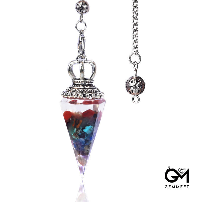 Colored Stone Crystal Hexagon Chaklaline Pendulum